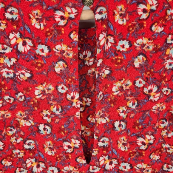 NWT Free People Red Floral Long Sleeve Midi Dress Size M - Picture 4 of 11